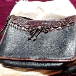 Brighton Black and Brown Leather Messenger Bag